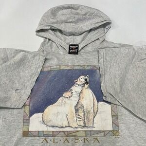 Vintage Nature Alaska T-Shirt XL SIGNAL SPORTS Hood HOODIE Polar Bears 90s